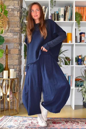Bateau Needlecord 7/8 Barrel Culotte Pant Navy